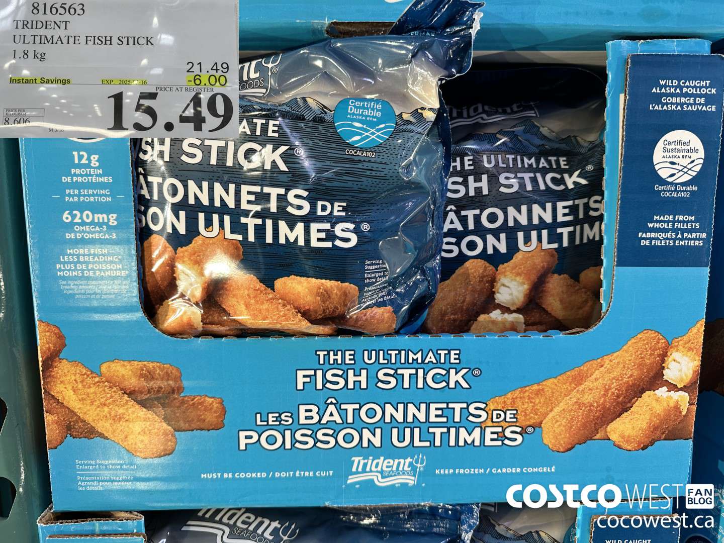 816563 TRIDENT SEAFOODS PANKO FISH STICKS 4 LB ($6.00 INSTANT SAVINGS EXPIRES ON 2025-03-16) $15.49