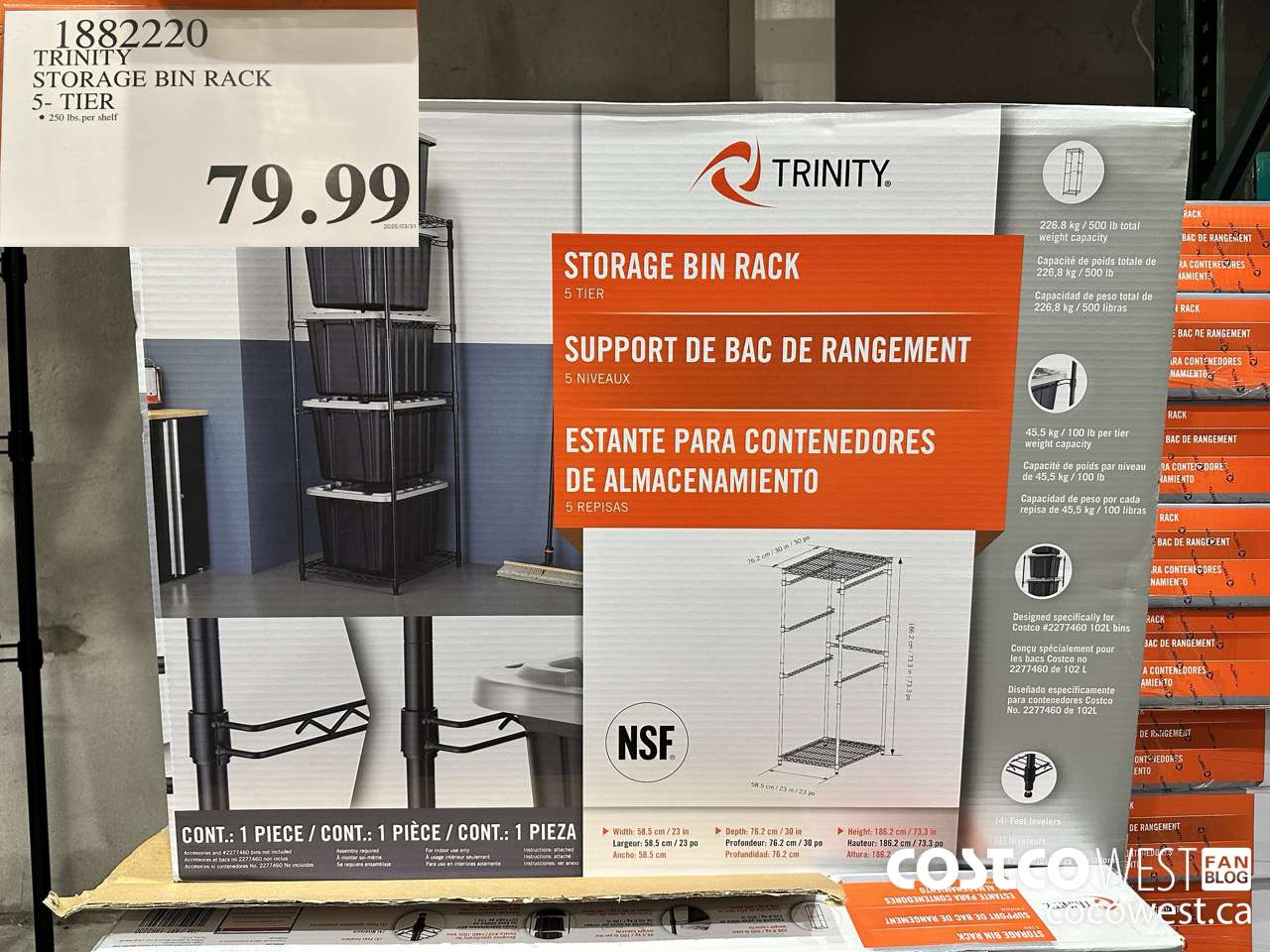 1882220 TRINITY STORAGE BIN RACK 5-TIER $79.99