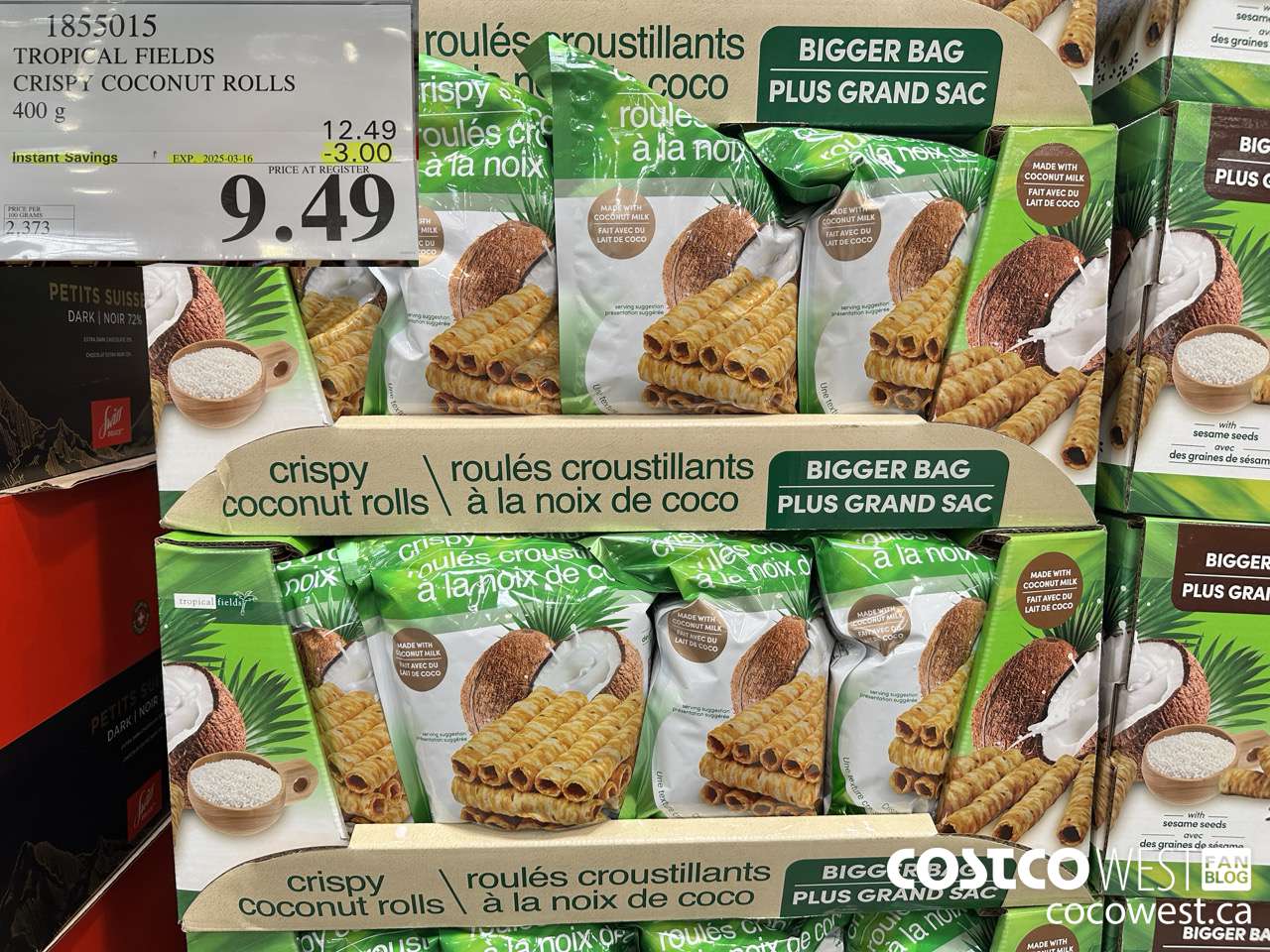 1855015 TROPICAL FIELDS CRISPY COCONUT ROLLS 400GM ($3.00 INSTANT SAVINGS EXPIRES ON 2025-03-16) $9.49