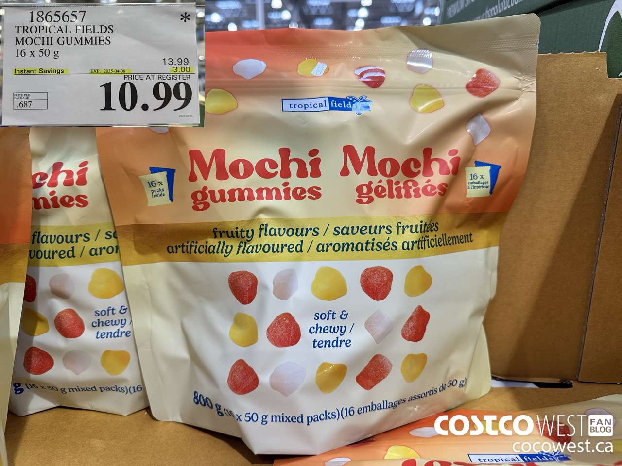 1865657 TROPICAL FIELDS MOCHI GUMMIES 16 X 50G ($3.00 INSTANT SAVINGS EXPIRES ON 2024-04-06) $10.99