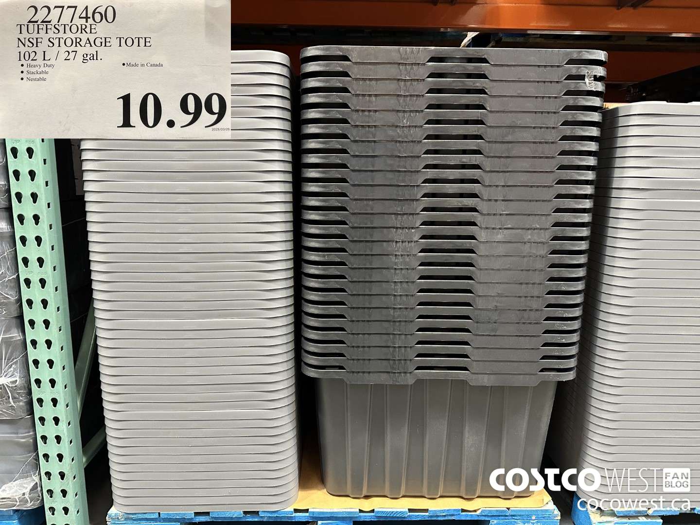 2277460 TUFFSTORE NSF STORAGE BOX 102L $10.99