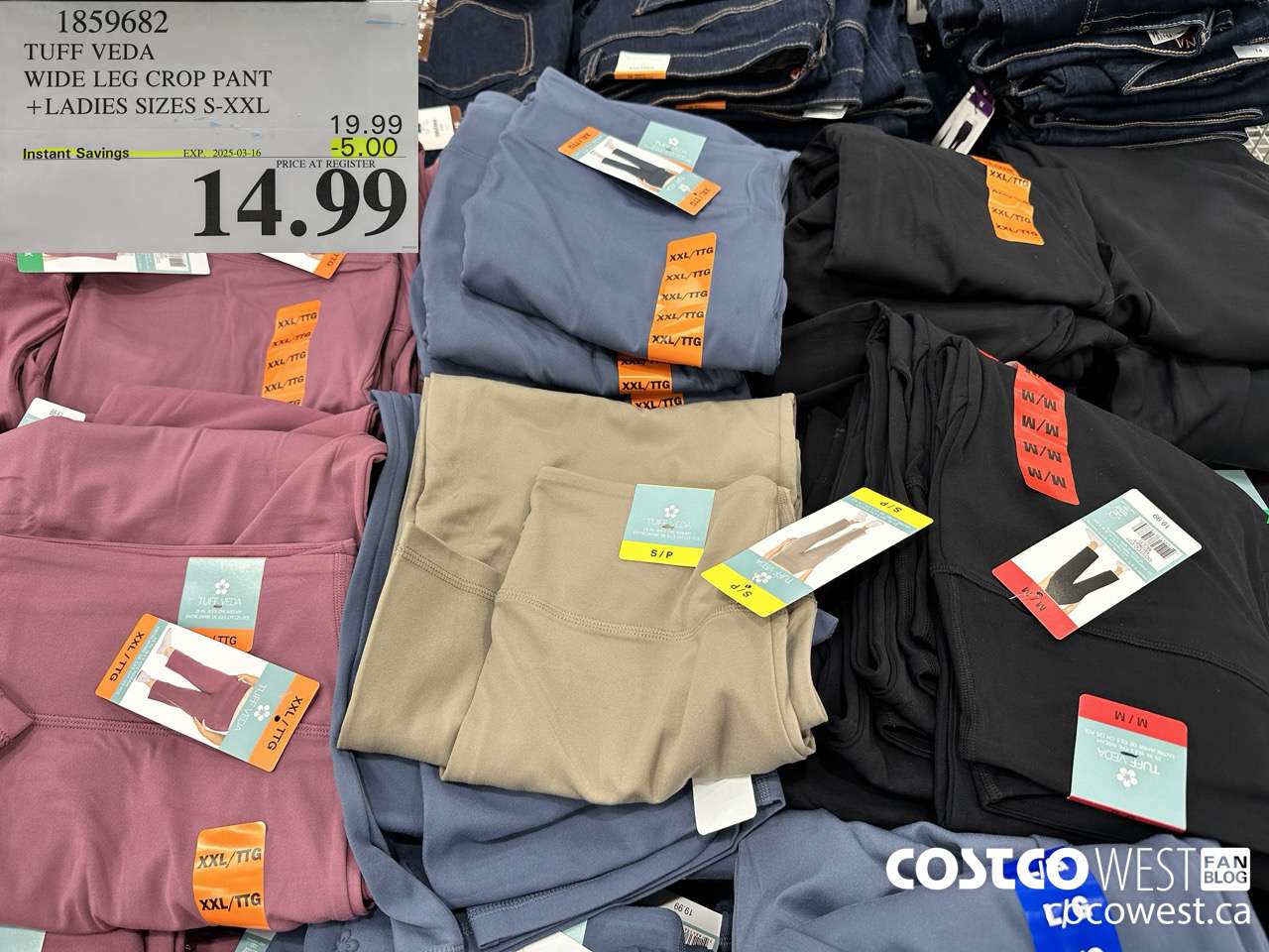 1859682 TUFF VEDA WIDE LEG CROP PANT LADIES SIZES S-XXL ($5.00 INSTANT SAVINGS EXPIRES ON 2025-03-16) $14.99