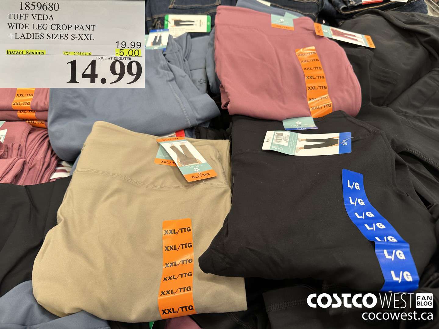 1859680 TUFF VEDA WIDE LEG CROP PANT LADIES SIZES S-XXL ($5.00 INSTANT SAVINGS EXPIRES ON 2025-03-16) $14.99