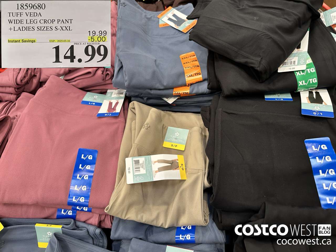 1859680 TUFF VEDA WIDE LEG CROP PANT LADIES SIZES S-XXL ($5.00 INSTANT SAVINGS EXPIRES ON 2025-03-16) $14.99