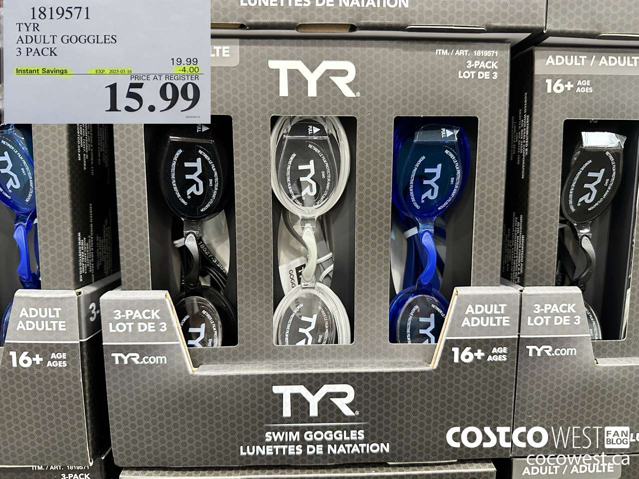 1819571 TYR ADULT GOGGLES 3 PACK ($4.00 INSTANT SAVINGS EXPIRES ON 2025-03-16) $15.99