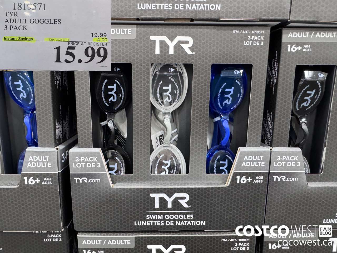 1819571 TYR ADULT GOGGLES 3 PACK ($4.00 INSTANT SAVINGS EXPIRES ON 2025-03-16) $15.99