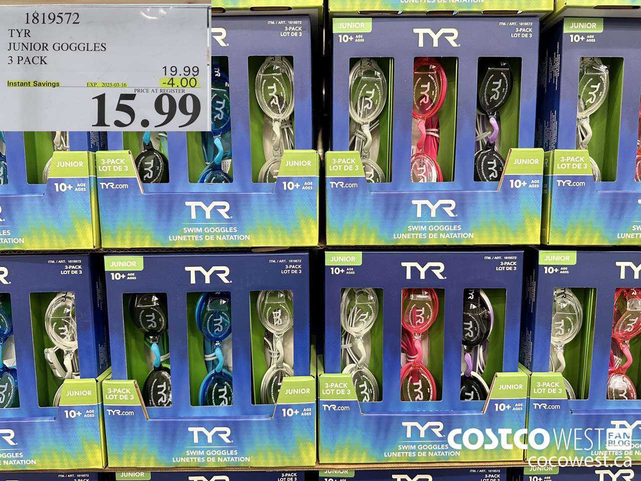 1819572 TYR JUNIOR GOGGLES 3 PACK ($4.00 INSTANT SAVINGS EXPIRES ON 2025-03-16) $15.99