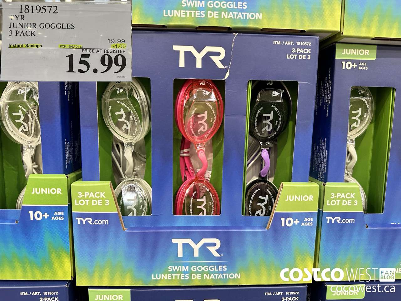 1819572 TYR JUNIOR GOGGLES 3 PACK ($4.00 INSTANT SAVINGS EXPIRES ON 2025-04-13) $15.99