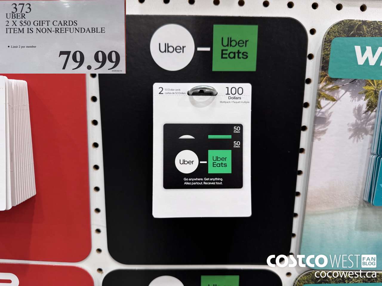 373 UBER 2 X $50 GIFT CARDS ITEM IS NON-REFUNDABLE $79.99