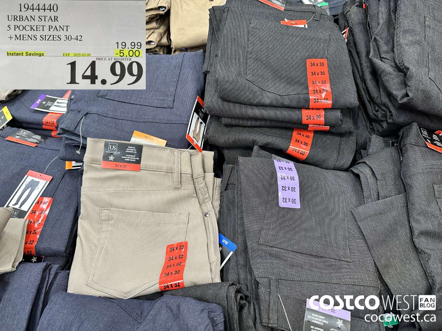 1944440 URBAN STAR 5 POCKET PANT MENS SIZES 30-42 ($5.00 INSTANT SAVINGS EXPIRES ON 2025-03-09) $14.99