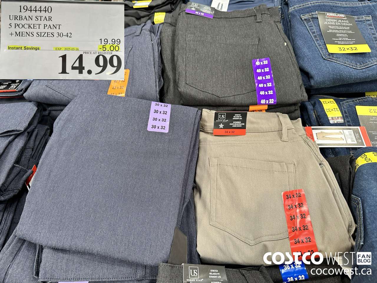 1944440 URBAN STAR 5 POCKET PANT MENS SIZES 30-42 ($5.00 INSTANT SAVINGS EXPIRES ON 2025-03-16) $14.99