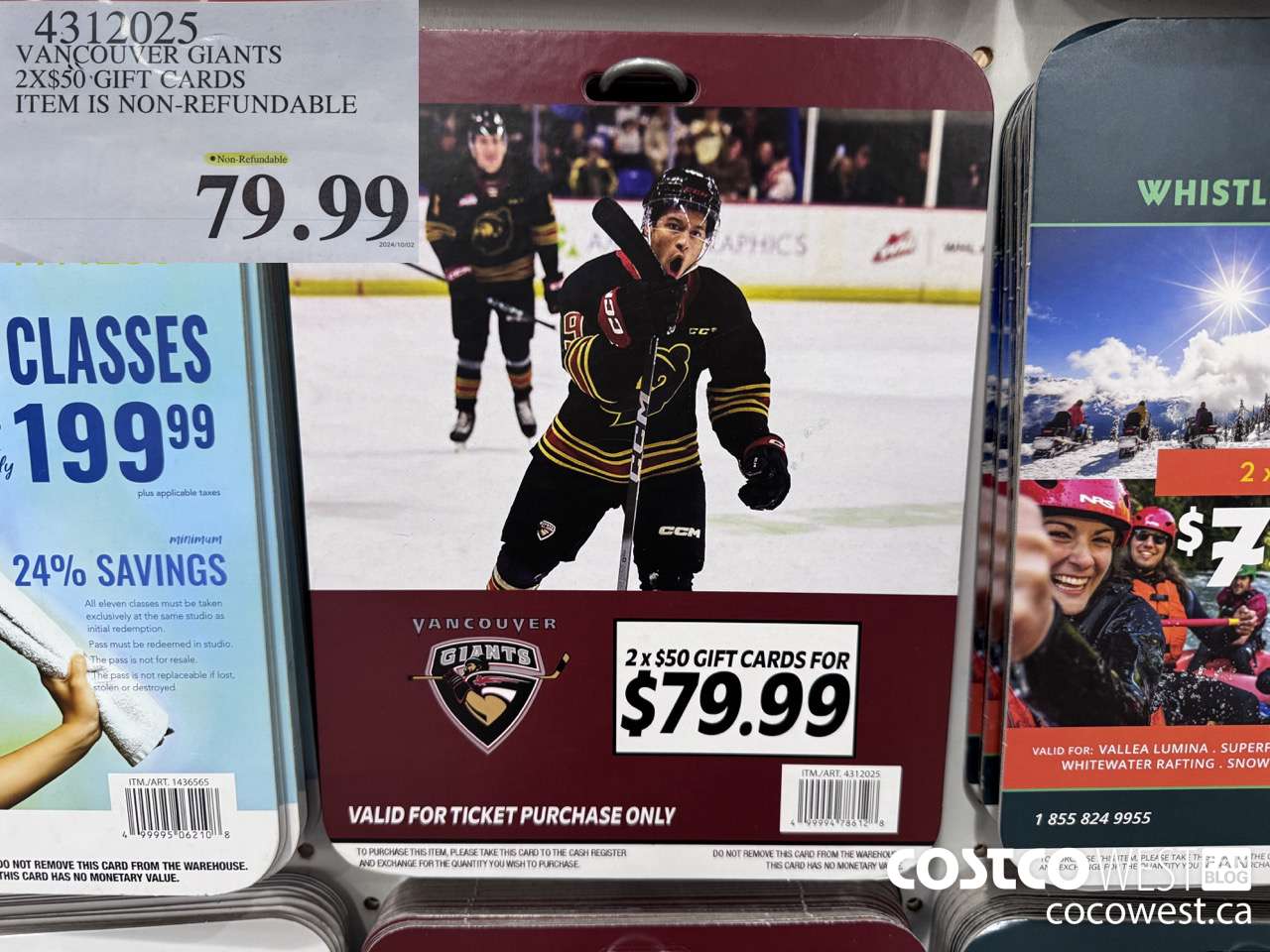 4312025 VANCOUVER GIANTS 2 X $50 GIFT CARDS ITEM IS NON-REFUNDABLE $79.99