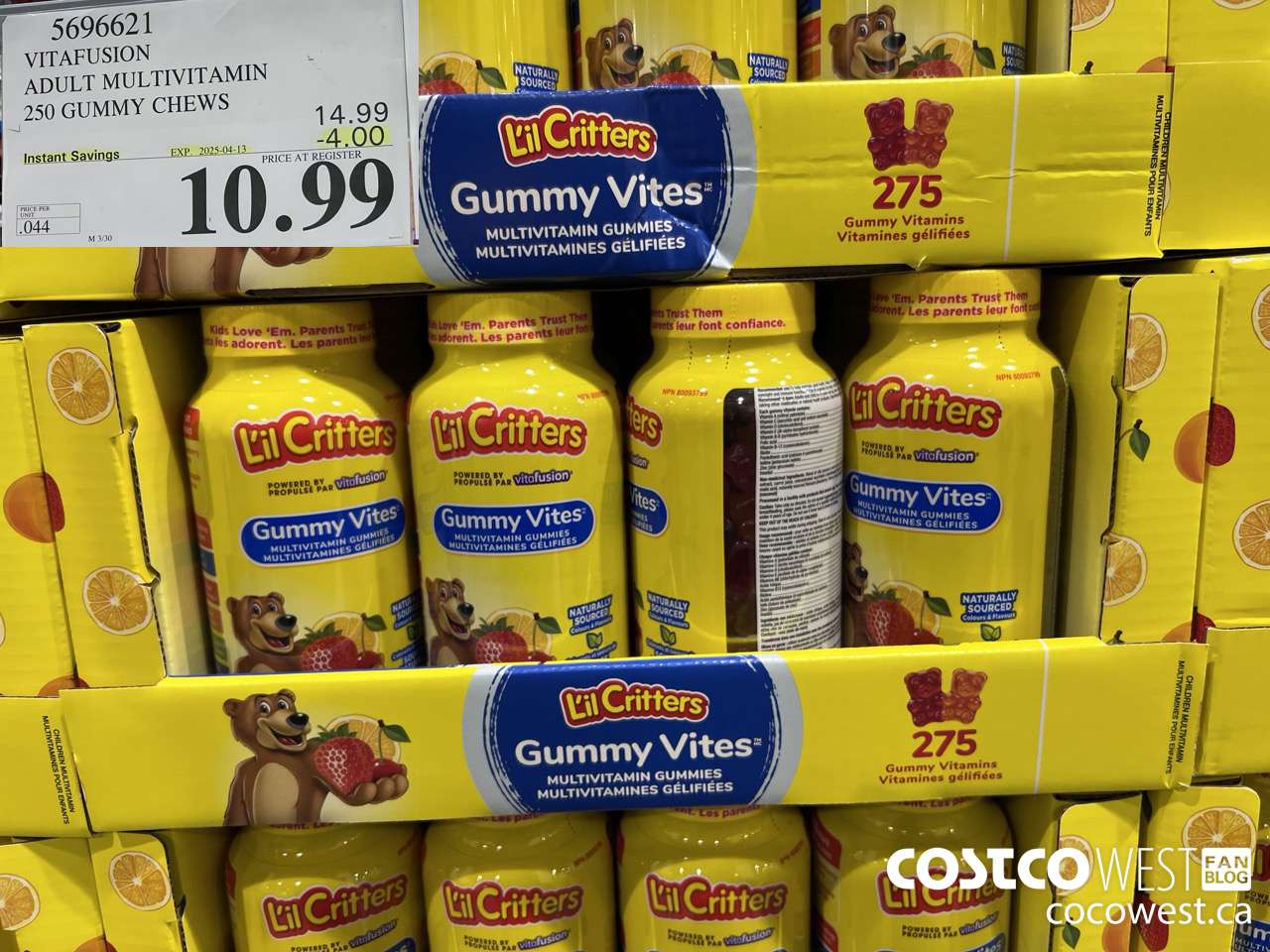 5696621 VITAFUSION ADULT MULTIVITAMIN 250 GUMMY CHEWS ($4.00 INSTANT SAVINGS EXPIRES ON 2025-04-13) $10.99