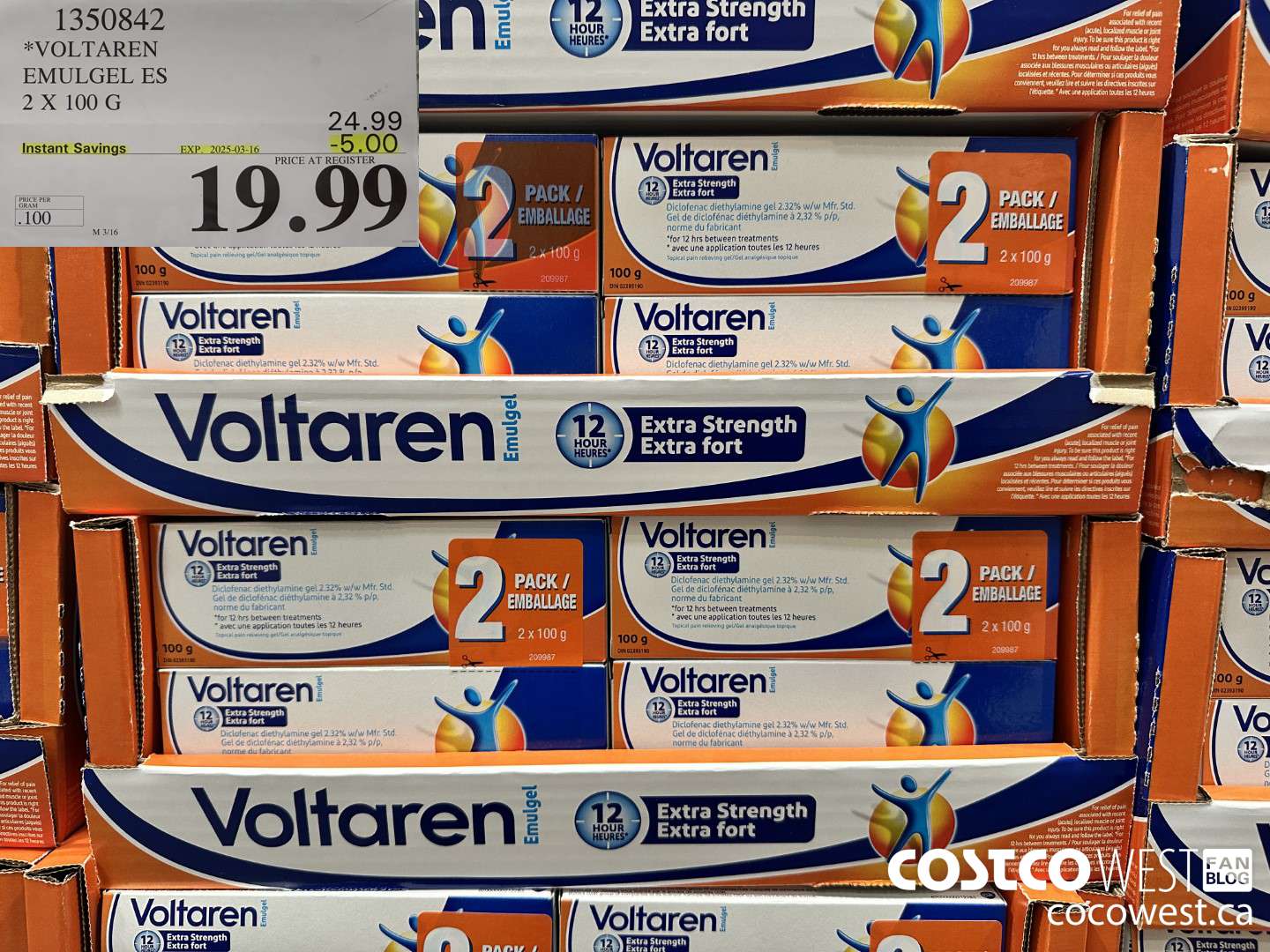 1350842 VOLTAREN EMUGEL ES 2 X 100 G ($5.00 INSTANT SAVINGS EXPIRES ON 2025-03-16) $19.99