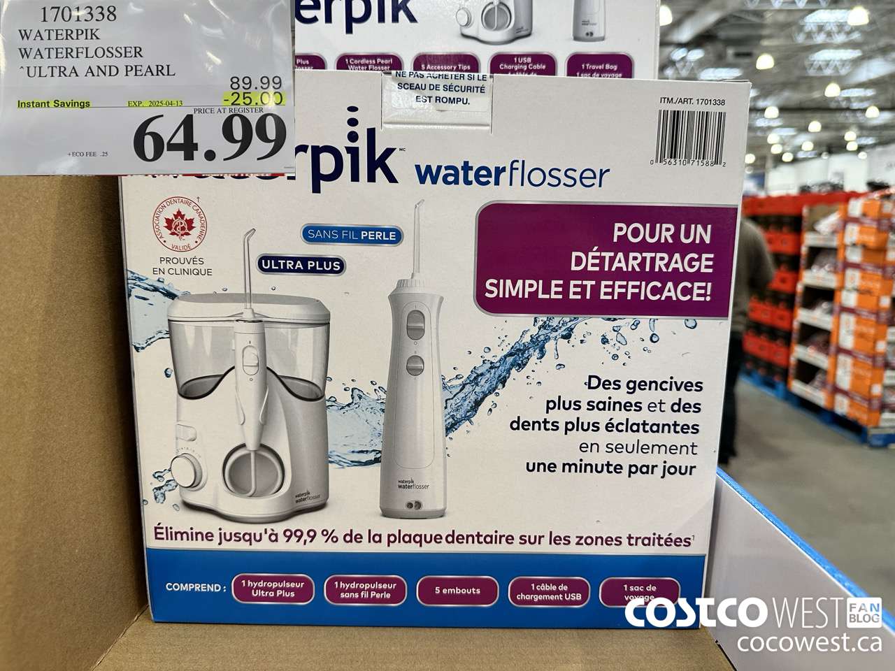 1701338 WATERPIK WATERFLOSSER ULTRA AND PEARL ($25.00 INSTANT SAVINGS EXPIRES ON 2025-04-13) $64.99
