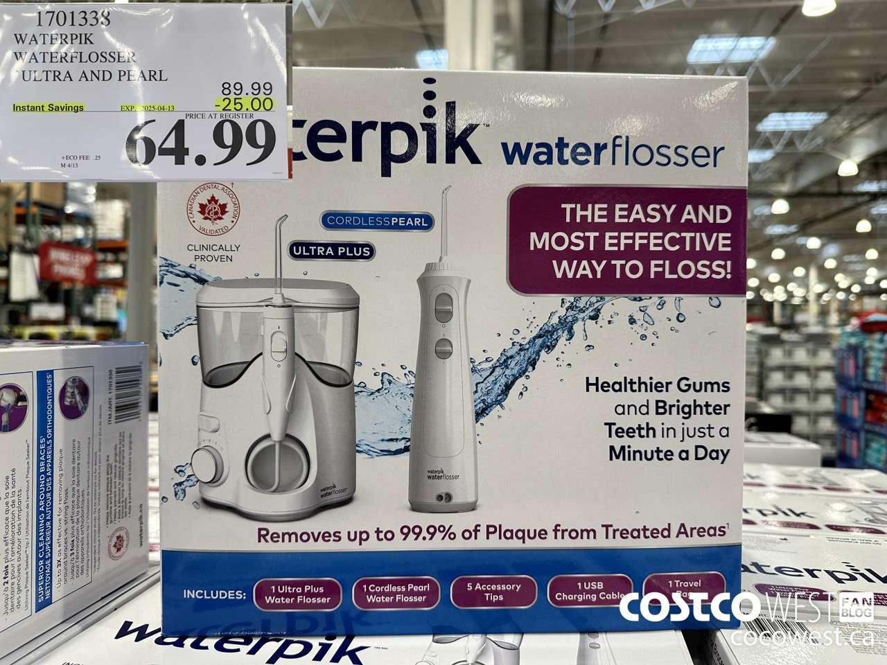 1701338 WATERPIK WATERFLOSSER ULTRA AND PEARL ($25.00 INSTANT SAVINGS EXPIRES ON 2025-04-13) $64.99