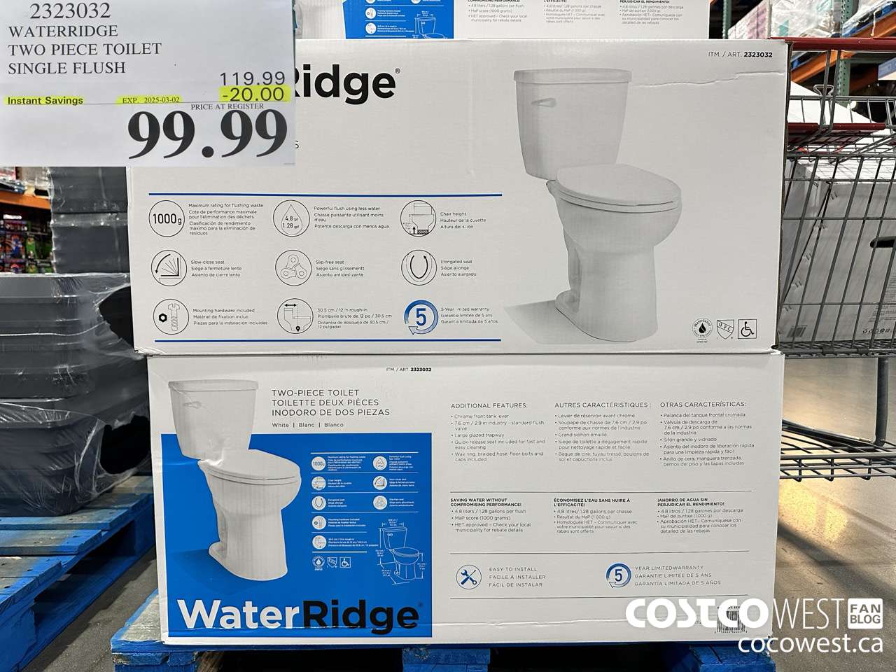 2323032 WATERRIDGE TWO PIECE TOILET SINGLE FLUSH ($20.00 INSTANT SAVINGS EXPIRES ON 2025-03-02) $99.99
