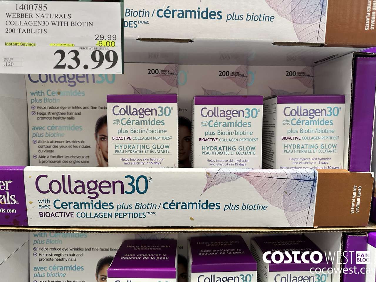 1400785 WEBBER NATURALS COLLAGEN30 WITH BIOTIN & CERAMIDES 200 TABLET ($6.00 INSTANT SAVINGS EXPIRES ON 2025-04-13) $23.99