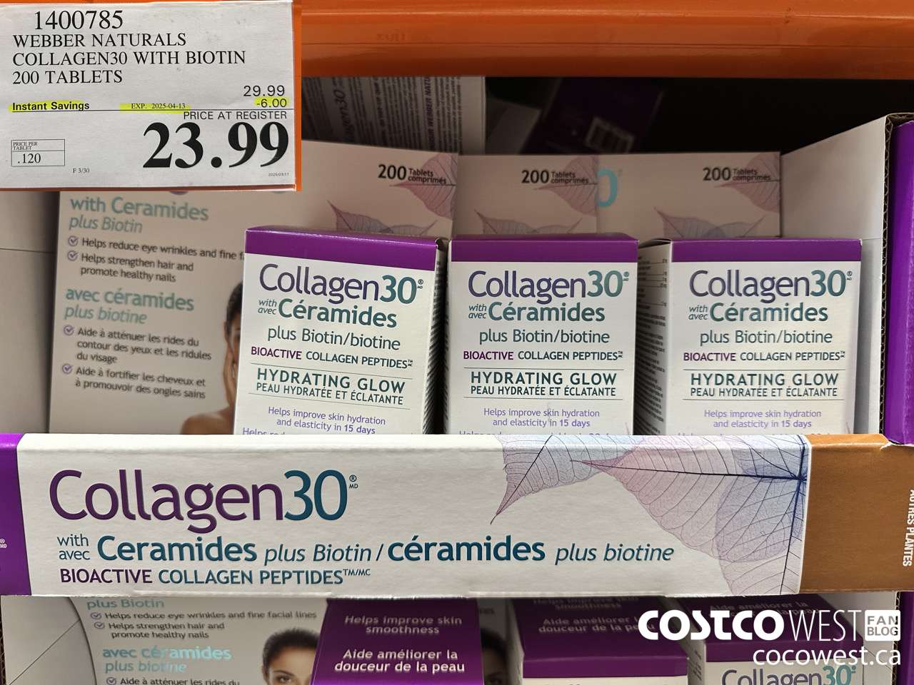 1400785 WEBBER NATURALS COLLAGEN30 WITH BIOTIN & CERAMIDES 200 TABLET ($6.00 INSTANT SAVINGS EXPIRES ON 2025-04-13) $23.99