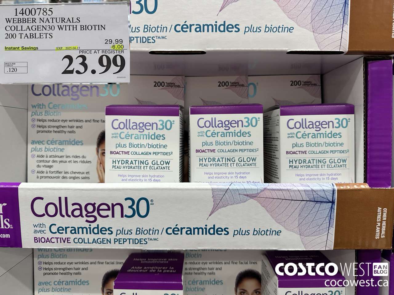 1400785 WEBBER NATURALS COLLAGEN30 WITH BIOTIN & CERAMIDES 200 TABLET ($6.00 INSTANT SAVINGS EXPIRES ON 2025-04-13) $23.99