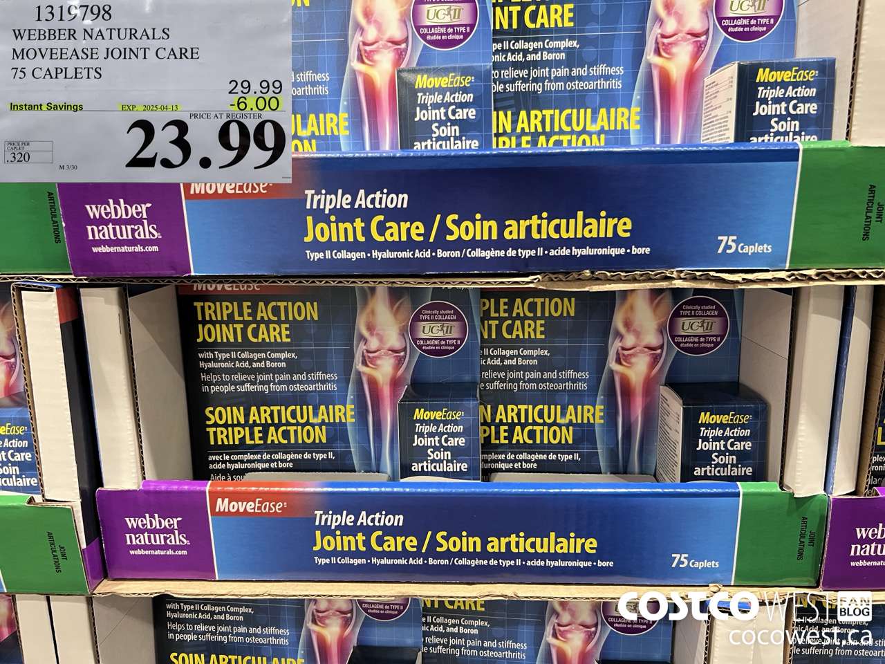 1319798 WEBBER NATURALS MOVEEASE TRIPLE ACTION JOINT 75 CAPLETS ($6.00 INSTANT SAVINGS EXPIRES ON 2025-04-13) $23.99