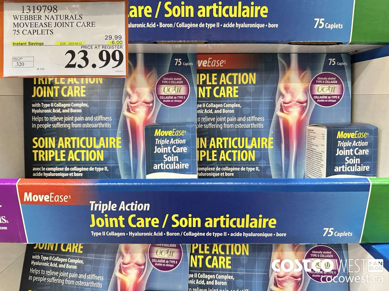 1319798 WEBBER NATURALS MOVEEASE TRIPLE ACTION JOINT 75 CAPLETS ($6.00 INSTANT SAVINGS EXPIRES ON 2025-04-13) $23.99