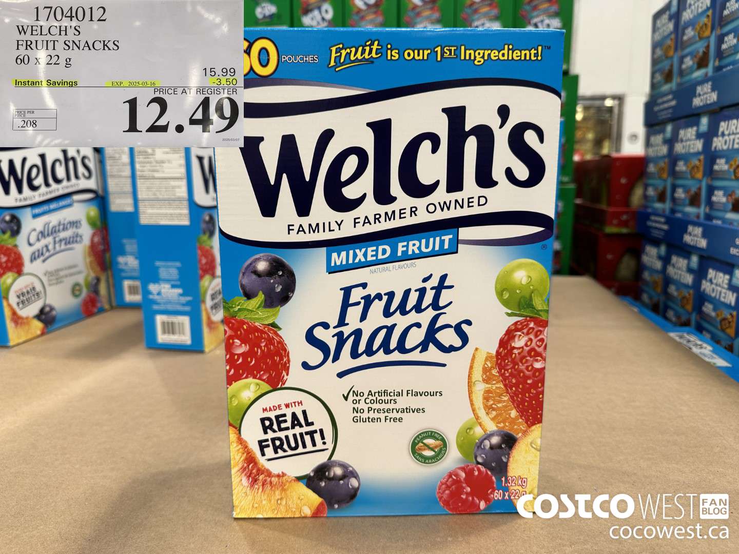 1704012 WELCH'S FRUIT SNACKS 60 X 22 G ($3.50 INSTANT SAVINGS EXPIRES ON 2025-03-16) $12.49