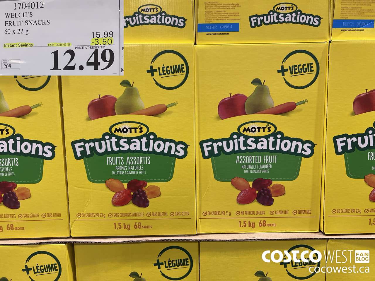 1704012 WELCH'S FRUIT SNACKS 60 X 22 G ($3.50 INSTANT SAVINGS EXPIRES ON 2025-03-18) $12.49