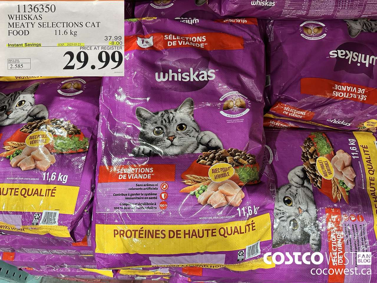 1136350 WHISKAS MEATY SELECTIONS CAT FOOD 11.6 kg ($8.00 INSTANT SAVINGS EXPIRES ON 2025-03-23) $29.99