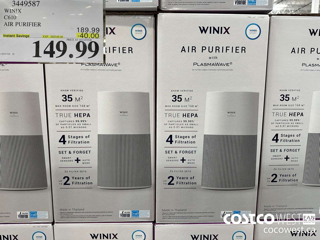 3449587 WINIX C610 AIR PURIFIER ($40.00 INSTANT SAVINGS EXPIRES ON 2025-03-16) $149.99