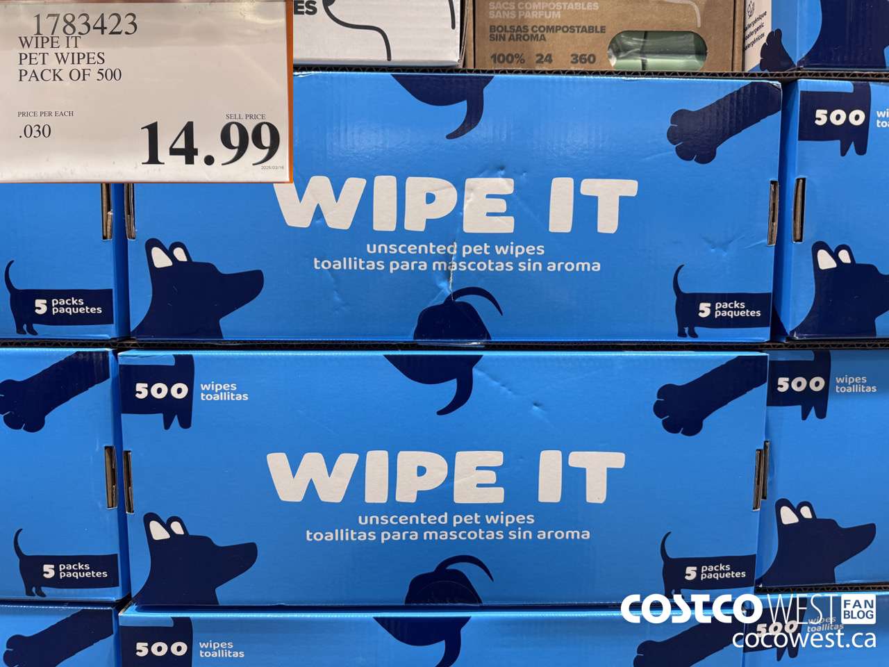 1783423 WIPE IT PET WIPES PACK OF 500 $14.99