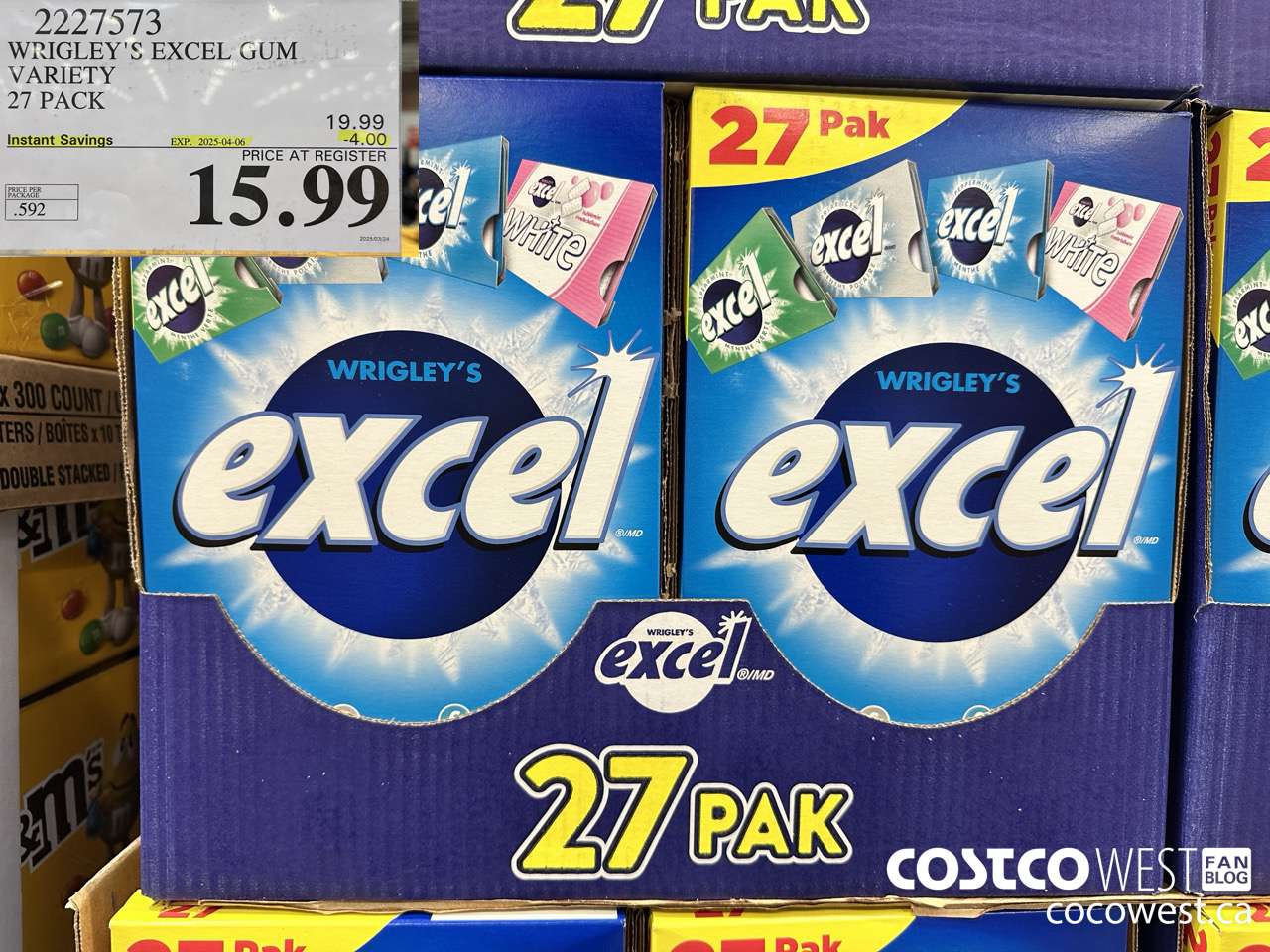 2227573 WRIGLEY'S EXCEL GUM VARIETY 27 PACK ($4.00 INSTANT SAVINGS EXPIRES ON 2025-04-06) $15.99
