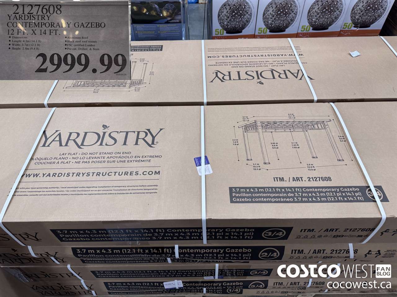 2127608 YARDISTRY CONTEMPORARY GAZEBO 12 FT. X 14 FT.  $2999.99