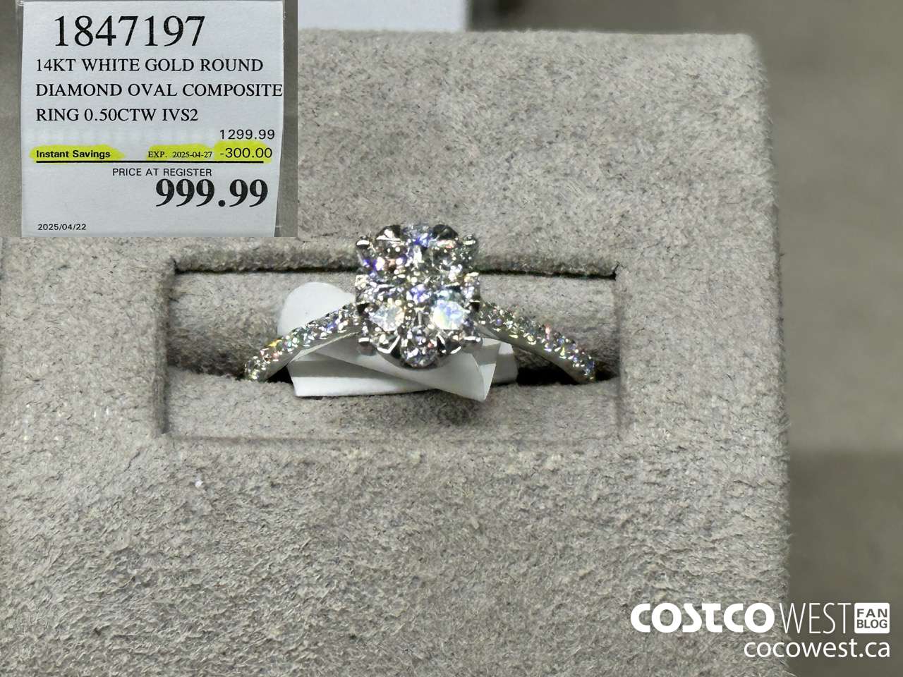 1847197 14KT WHITE GOLD ROUND DIAMOND OVAL COMPOSITE RING 0.50CTW IVS2 ($300.00 INSTANT SAVINGS EXPIRES ON 2025-04-27) $999.99