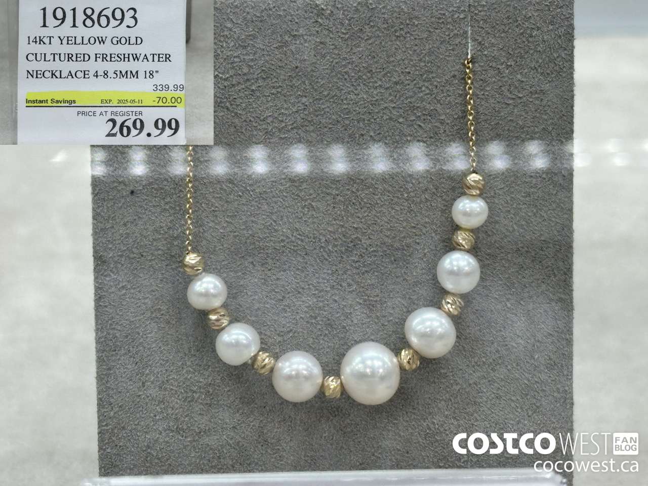 1918693 14KT YELLOW GOLD CULTURED FRESHWATER NECKLACE 4-8.5MM 18