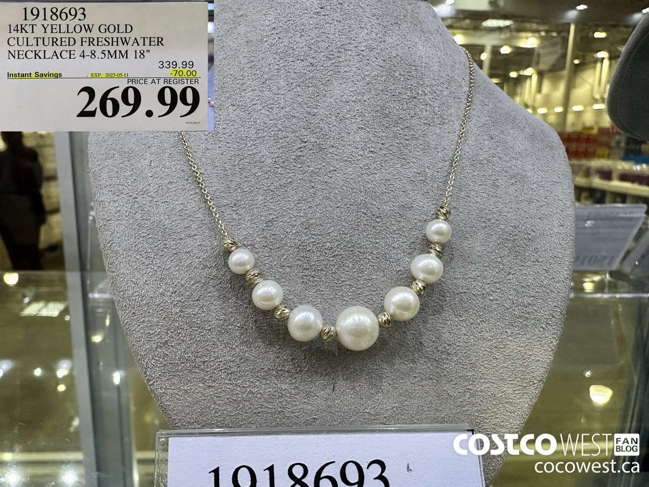 1918693 14KT YELLOW GOLD CULTURED FRESHWATER NECKLACE 4-8.5MM 18