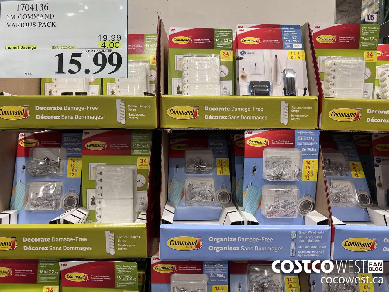 1704136 3M COMMAND VARIOUS PACK ($4.00 INSTANT SAVINGS EXPIRES ON 2025-05-11) $15.99