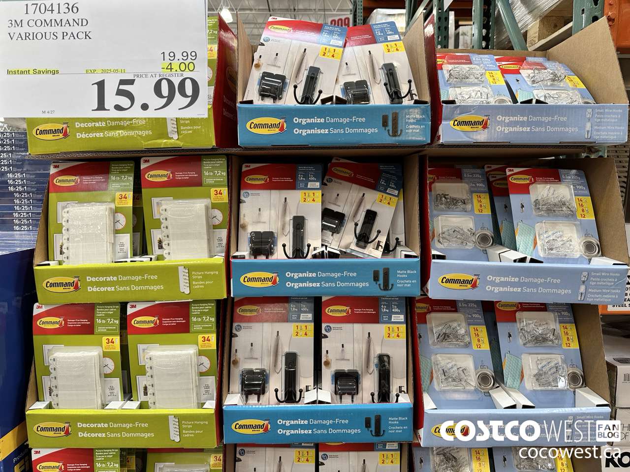 1704136 3M COMMAND VARIOUS PACK ($4.00 INSTANT SAVINGS EXPIRES ON 2025-05-11) $15.99