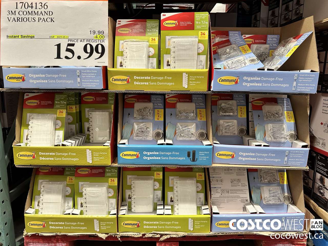 1704136 3M COMMAND VARIOUS PACK ($4.00 INSTANT SAVINGS EXPIRES ON 2025-05-11) $15.99