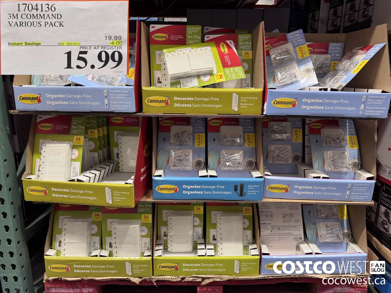 1704136 3M COMMAND VARIOUS PACK ($4.00 INSTANT SAVINGS EXPIRES ON 2025-05-11) $15.99