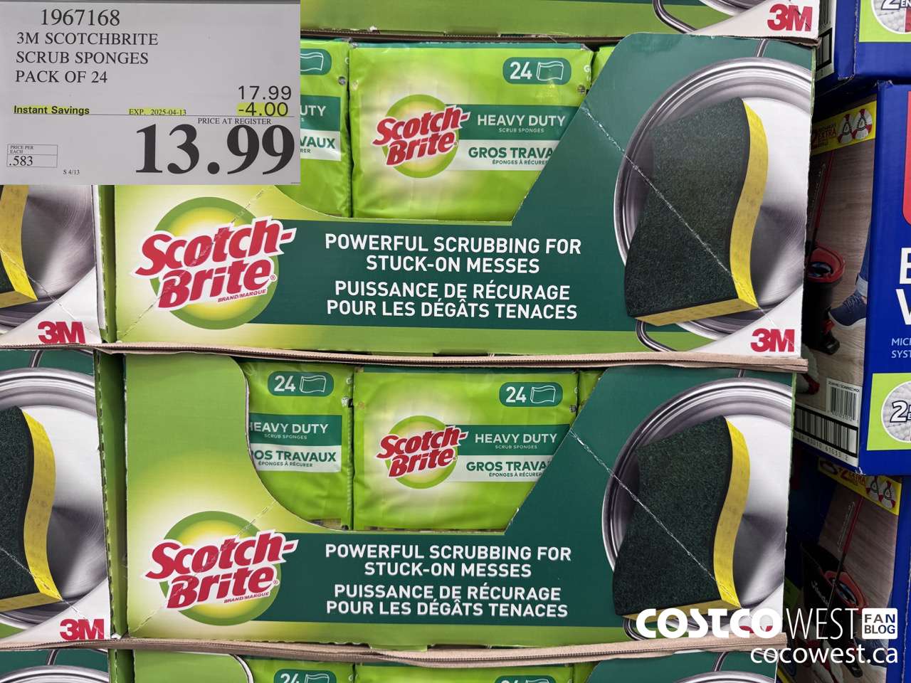 1967168 3M SCOTCHBRITE SCRUB SPONGES PACK OF 24 ($4.00 INSTANT SAVINGS EXPIRES ON 2025-04-13) $13.99