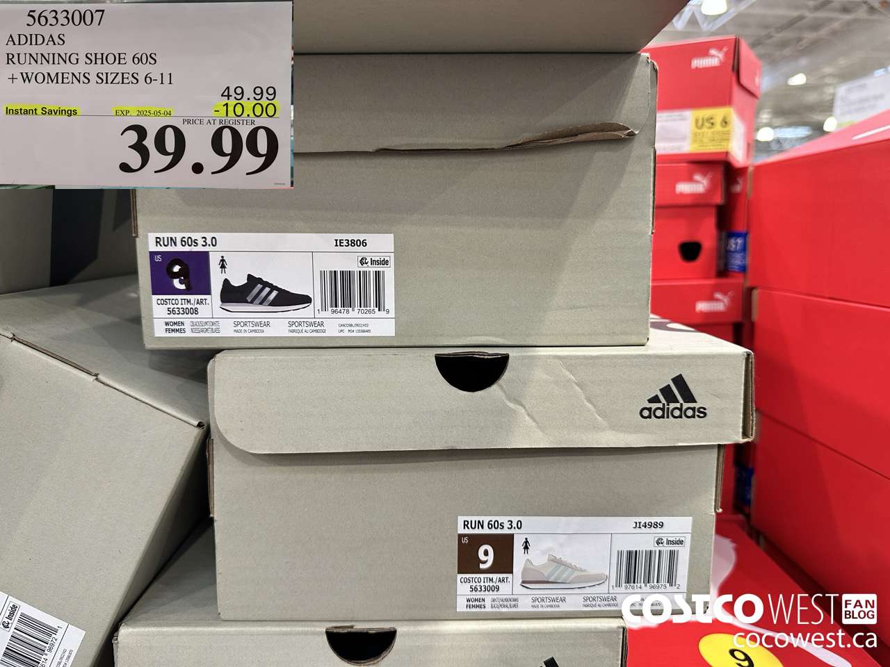 5633007 ADIDAS RUNNING SHOE 60S WOMENS SIZES 6-11 ($10.00 INSTANT SAVINGS EXPIRES ON 2025-05-04) $39.99