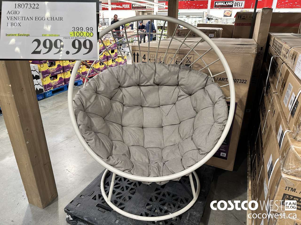 1807322 AGIO VENETIAN EGG CHAIR 1 BOX ($100.00 INSTANT SAVINGS EXPIRES ON 2025-05-04) $299.99