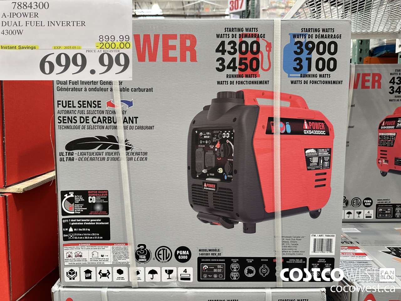 7884300 A-IPOWER DUAL FUEL INVERTER 4300W ($200.00 INSTANT SAVINGS EXPIRES ON 2025-05-11) $699.99