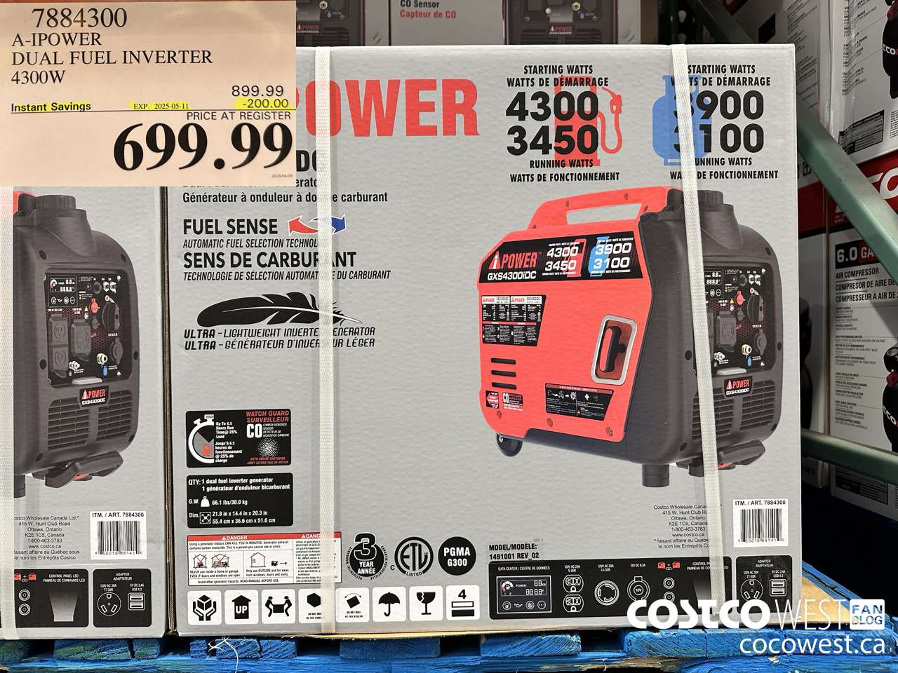 7884300 A-IPOWER DUAL FUEL INVERTER 4300W ($200.00 INSTANT SAVINGS EXPIRES ON 2025-05-11) $699.99