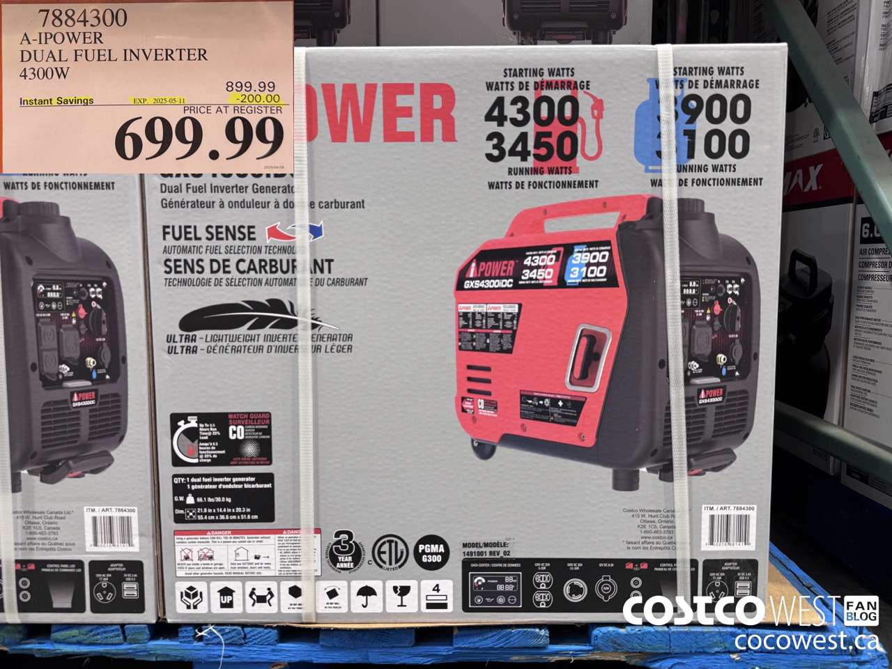 7884300 A-IPOWER DUAL FUEL INVERTER 4300W ($200.00 INSTANT SAVINGS EXPIRES ON 2025-05-11) $699.99