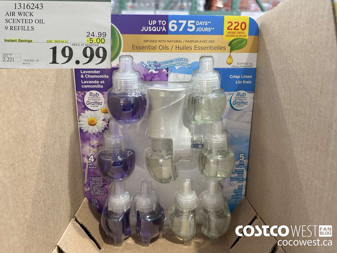 1316243 AIR WICK SCENTED OIL 9 REFILLS ($5.00 INSTANT SAVINGS EXPIRES ON 2025-04-13) $19.99