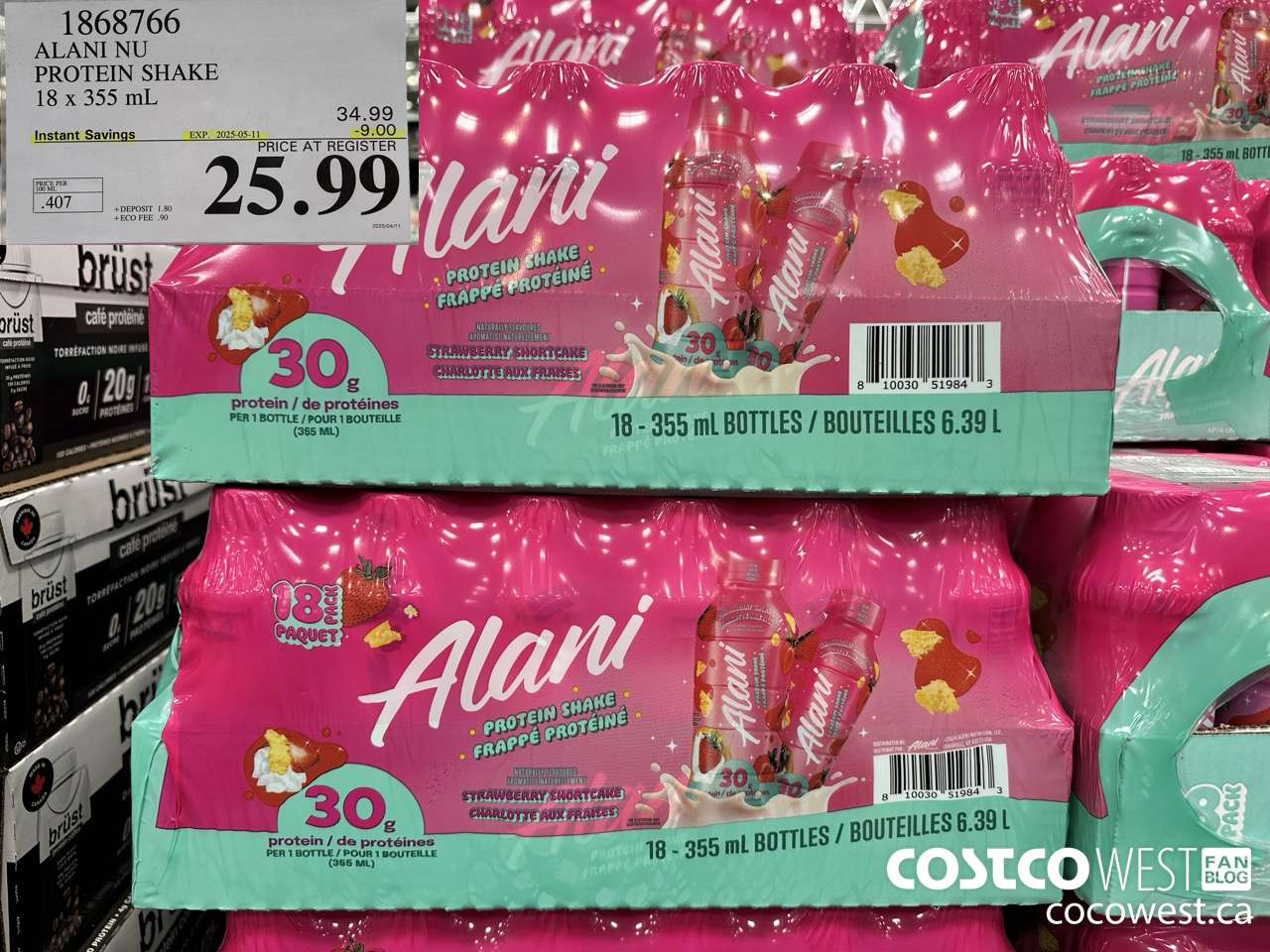 1868766 ALANI NU PROTEIN SHAKE 18 X 355ML ($9.00 INSTANT SAVINGS EXPIRES ON 2025-05-11) $25.99