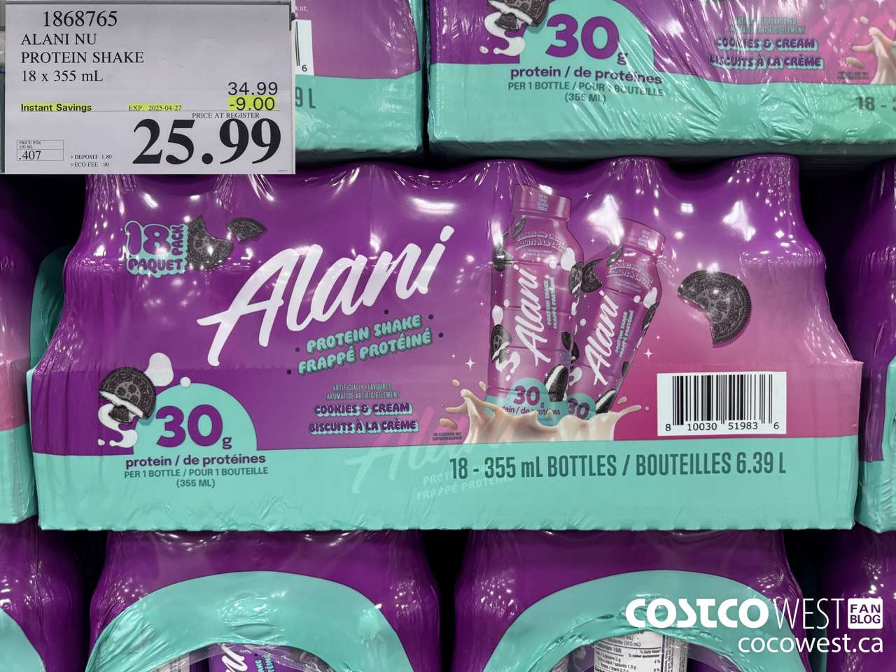 1868765 ALANI NU PROTEIN SHAKE 18 X 355ML ($9.00 INSTANT SAVINGS EXPIRES ON 2025-04-27) $25.99