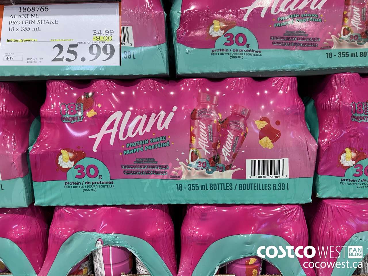1868766 ALANI NU PROTEIN SHAKE 18 X 355ML ($9.00 INSTANT SAVINGS EXPIRES ON 2025-05-11) $25.99